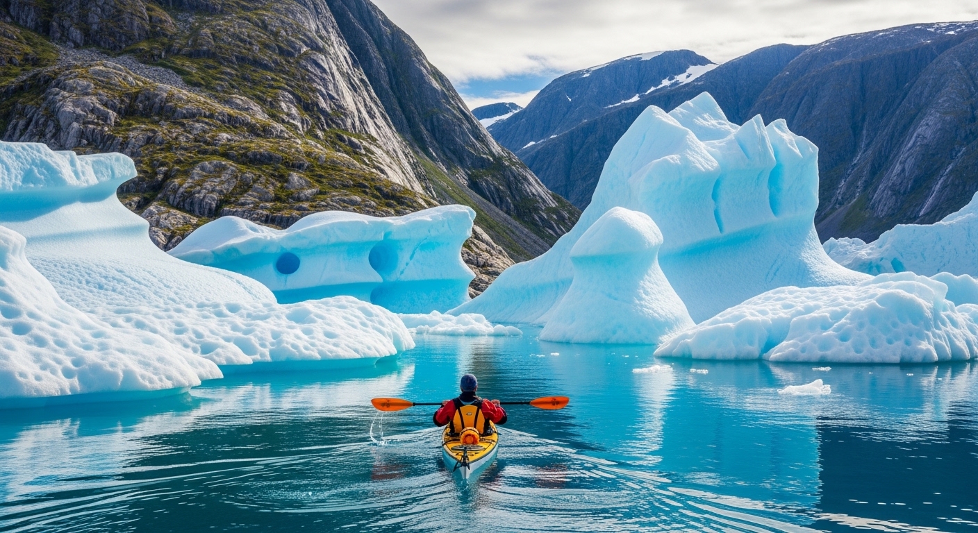 Kayak de mer au Groenland : naviguer entre icebergs et fjords spectaculaires - Quoi faire en été au Groenland ? en photos